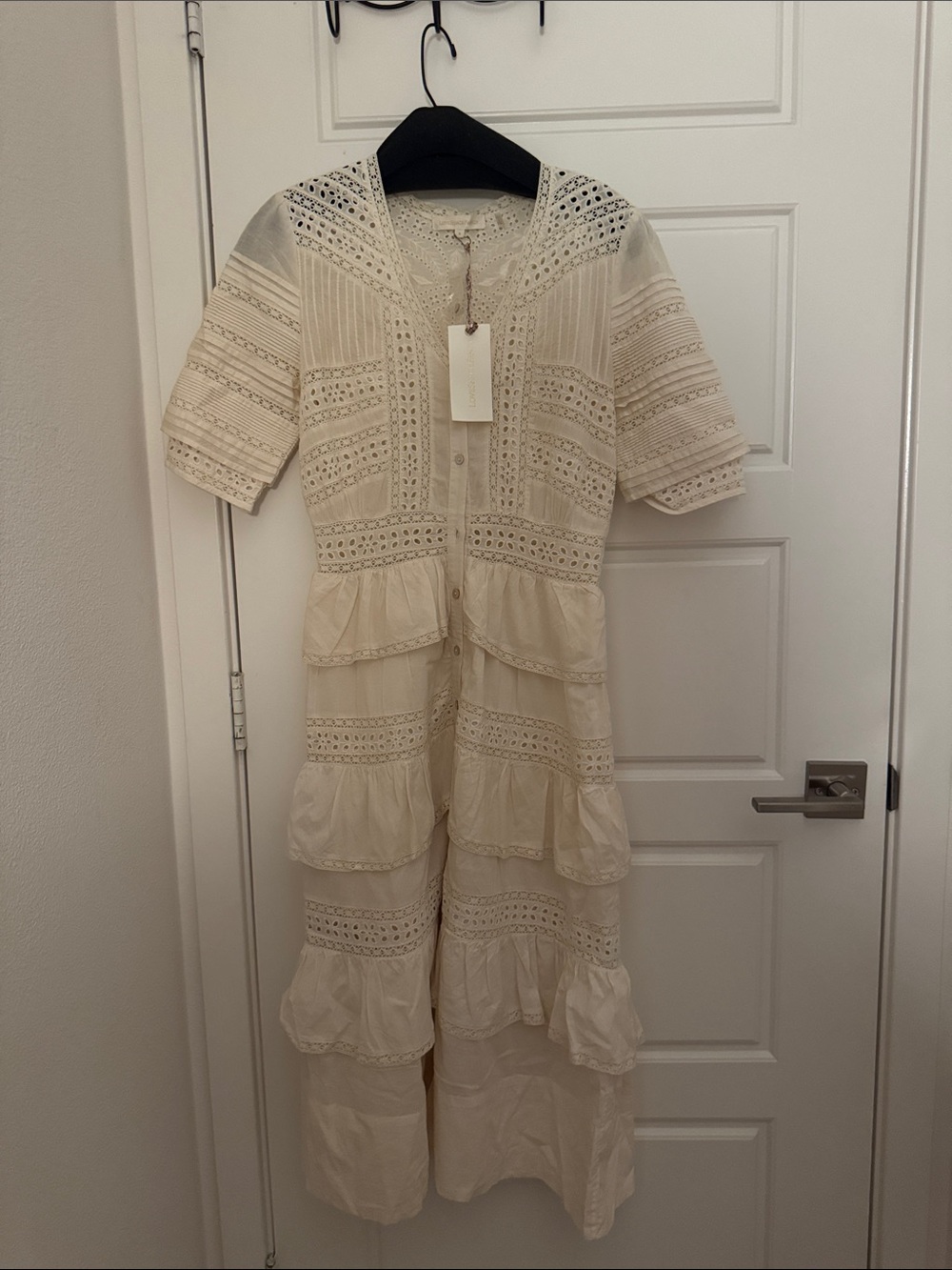 LoveShackFancy - Cream Eyelet Tiered Dress